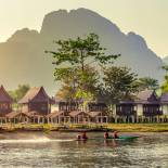 Riverside scene in Vang Vieng, Laos