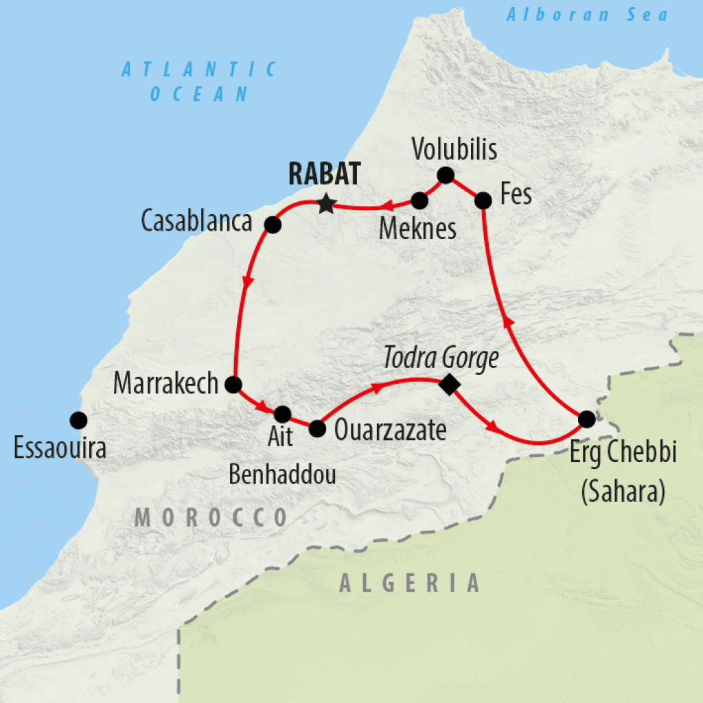 Road to Casablanca - 9 Days map