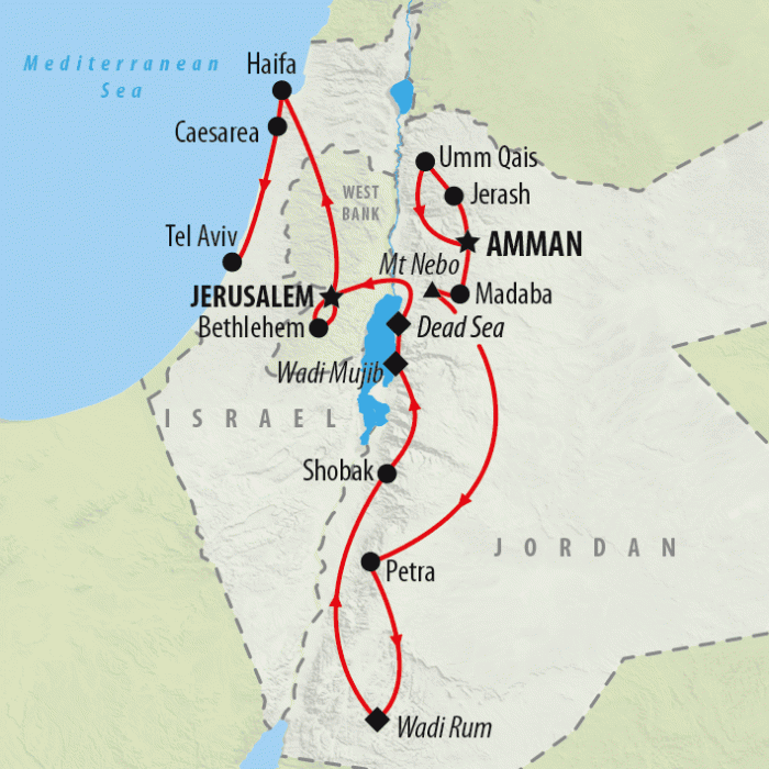 tourhub | On The Go Tours | Road to Jerusalem - 11 days | Tour Map