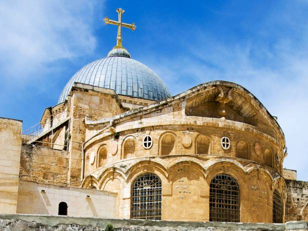 The famous golden Dome, sparkling in the sunset, along with the rest of the city of Jerusalem