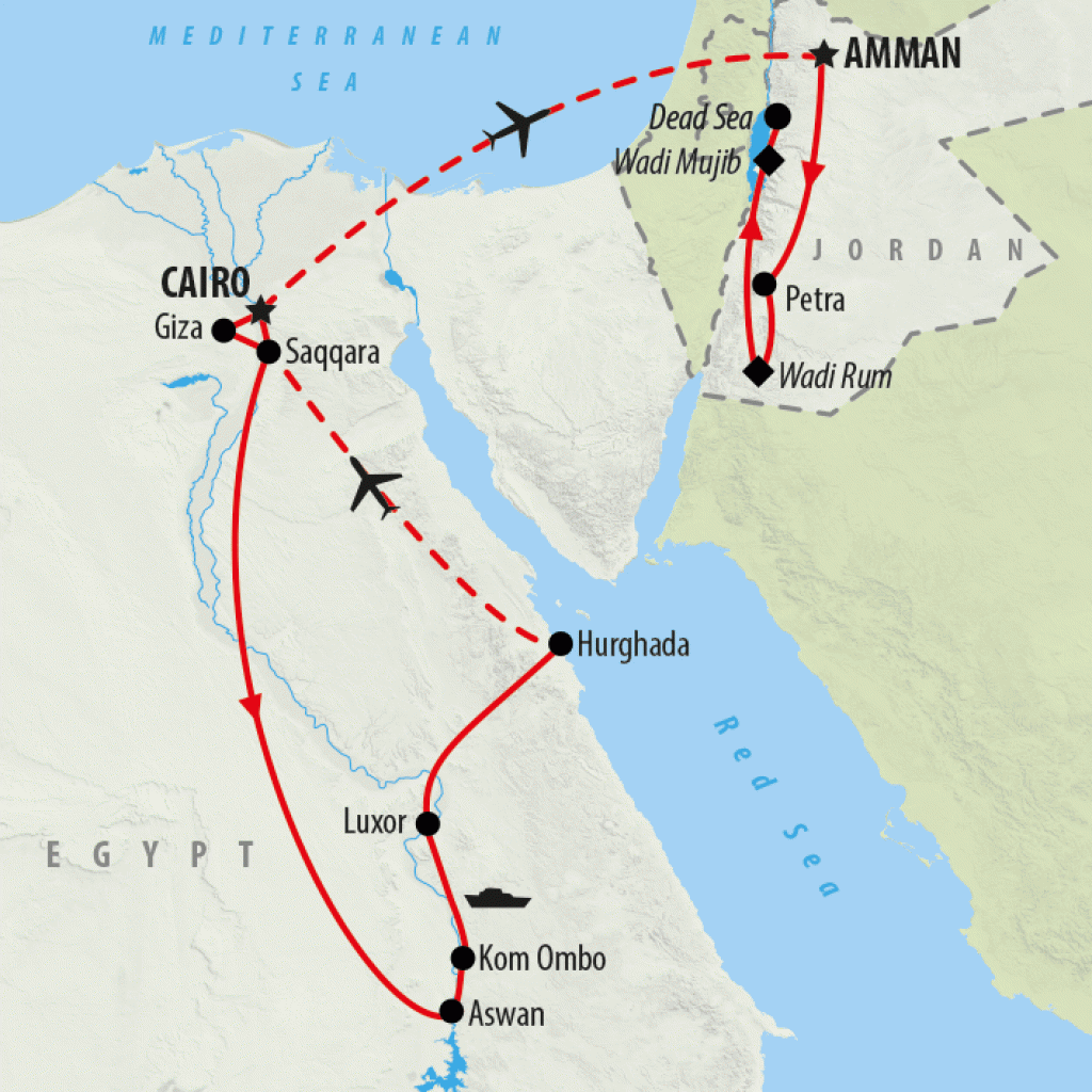 Festive Road to Jordan with Cruise - 16 days map