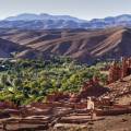 Long road winding up the side of the mountain at Dades Gorge