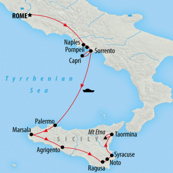 Rome, Naples & Sicily Highlights - 11 days map