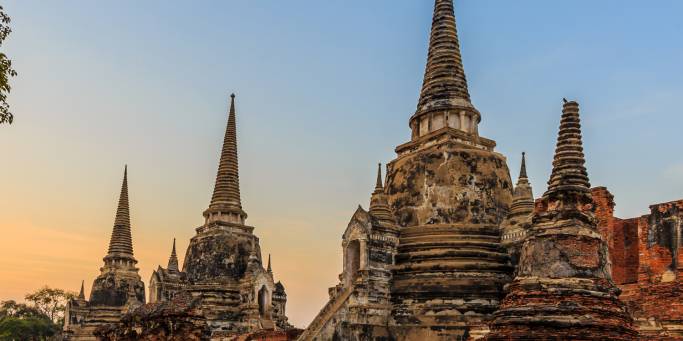 Ruined temples in Ayutthaya, Thailand