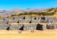 The distinctive zigzagging walls of Sacsayhuaman, Inca ruins located above the city of Cuzco