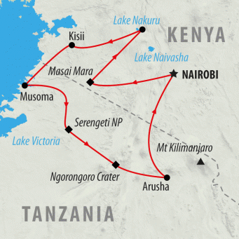 Best of Kenya & Tanzania - 11 days map