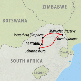 Safari in South Africa - 8 days map