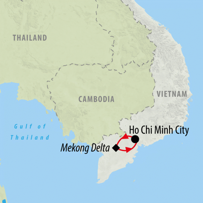 tourhub | On The Go Tours | Ho Chi Minh City & Mekong Uncovered - 5 days | Tour Map