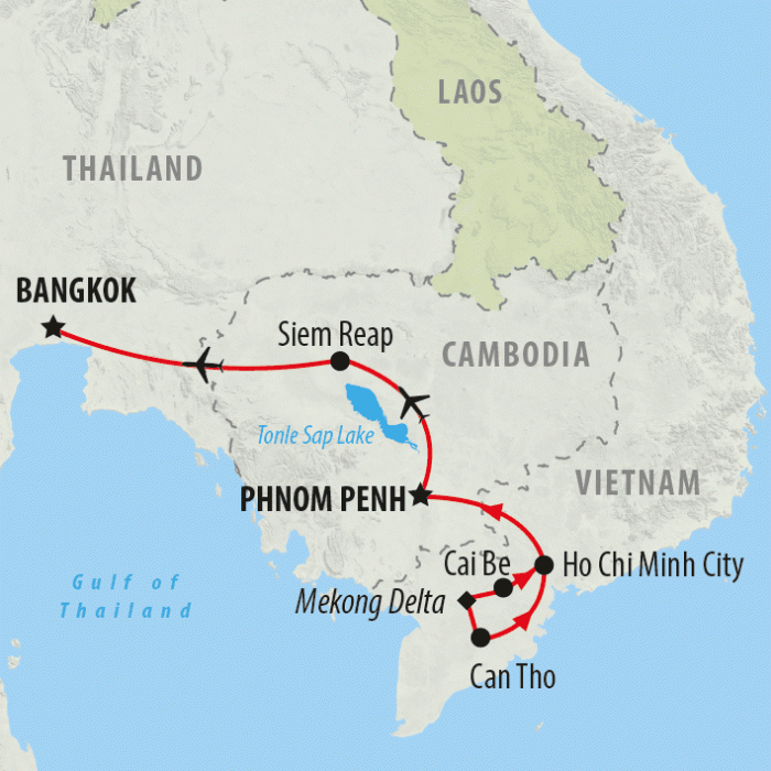 tourhub | On The Go Tours | Saigon to Bangkok - 11 days | Tour Map