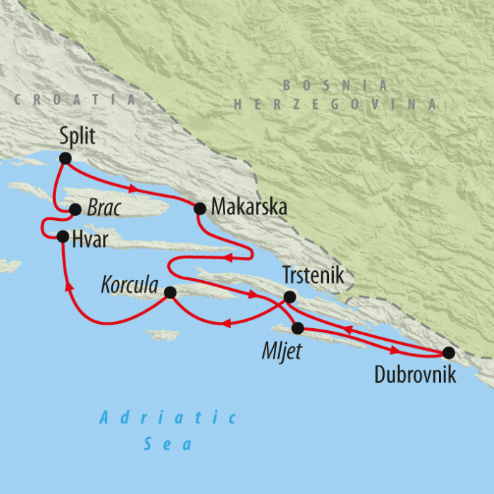 tourhub | On The Go Tours | Sailing Split Premium Plus - 8 days | Tour Map