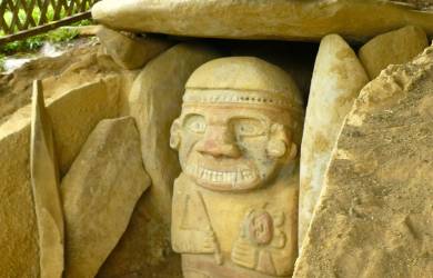 A typical stone statue preserved in the San Agustin archaeological park