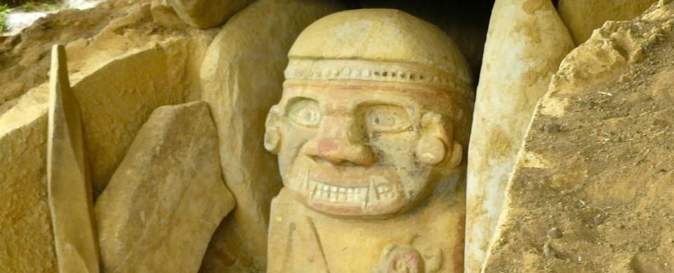 A typical stone statue preserved in the San Agustin archaeological park