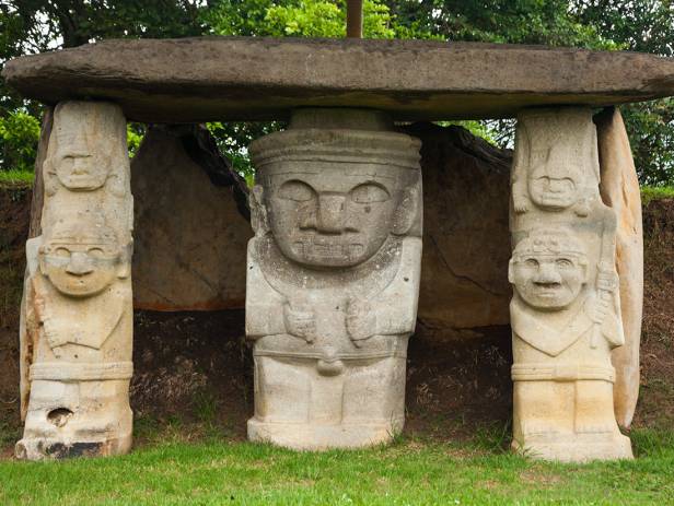 A typical stone statue preserved in the San Agustin archaeological park
