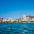 The vivid blue waters of the coast along Santa Marta