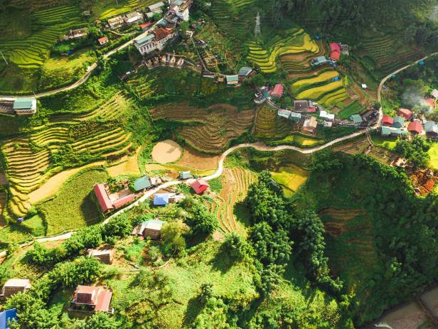 View of the verdant countryside in Sapa