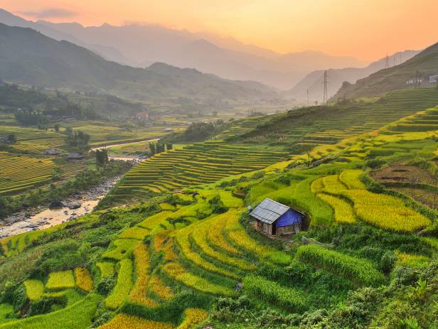 View of the verdant countryside in Sapa
