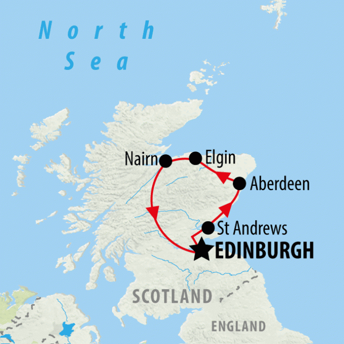 tourhub | On The Go Tours | Scottish Castles Uncovered (Hotel) - 4 days | Tour Map