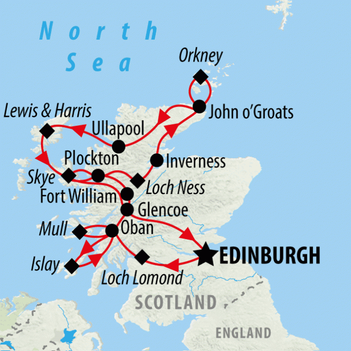 tourhub | On The Go Tours | Scottish Islands Encompassed - 17 days | Tour Map