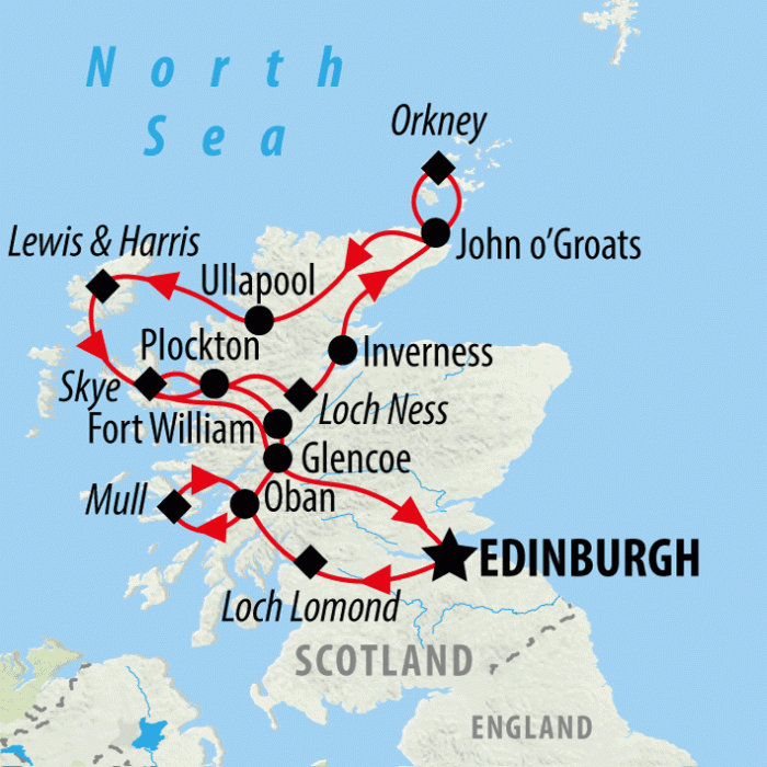 tourhub | On The Go Tours | Scottish Islands Grand Tour - 14 days | Tour Map