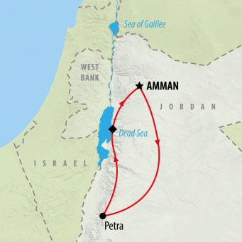 Self Drive Petra & Dead Sea - 4 days map
