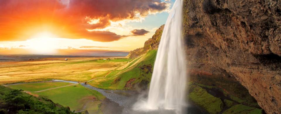 Seljalandsfoss Waterfall in Southern Iceland