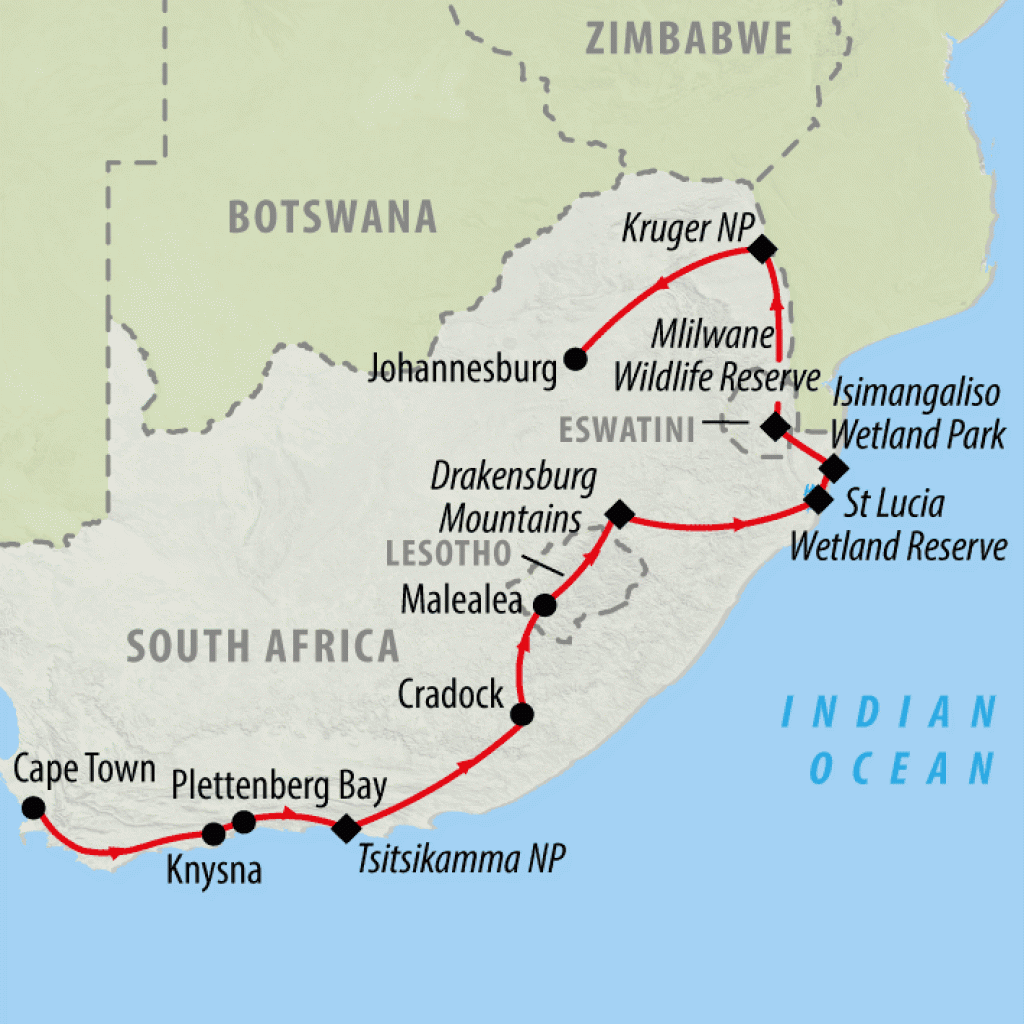 Sensational South Africa 2024 - 19 days map