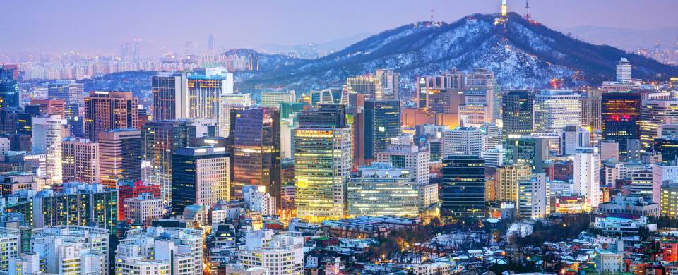 Lights brightening the beautiful cityscape in Seoul