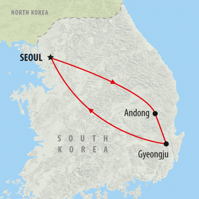 tourhub | On The Go Tours | Seoul & Silla Kingdoms - 6 days | Tour Map
