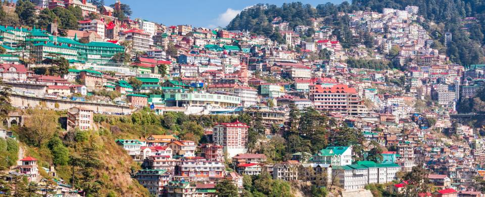 Houses in the side of the cliff in Shimla