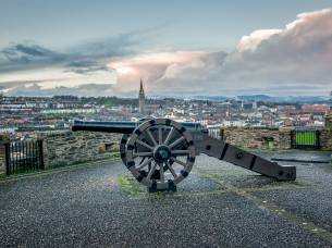 Siege cannon on Derry city walls - Northern Ireland
