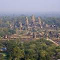 Aerial view of the Angkor Wat complex, situated just outside of Siem Reap