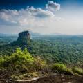 Iconic rock sitting among lush vegetation in Sigiriya