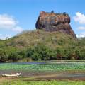 Iconic rock sitting among lush vegetation in Sigiriya