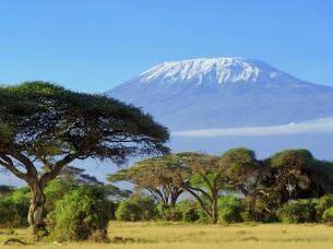 Snow on top of Mount Kilimanjaro in Amboseli
