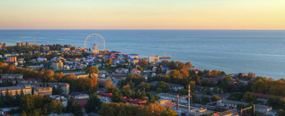 Aerial view of the seaside resort town of Sochi, former host of the Winter Olympics