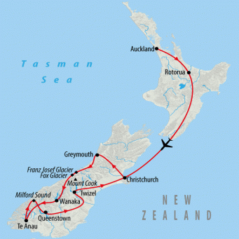 South Island Explorer - 12 days map
