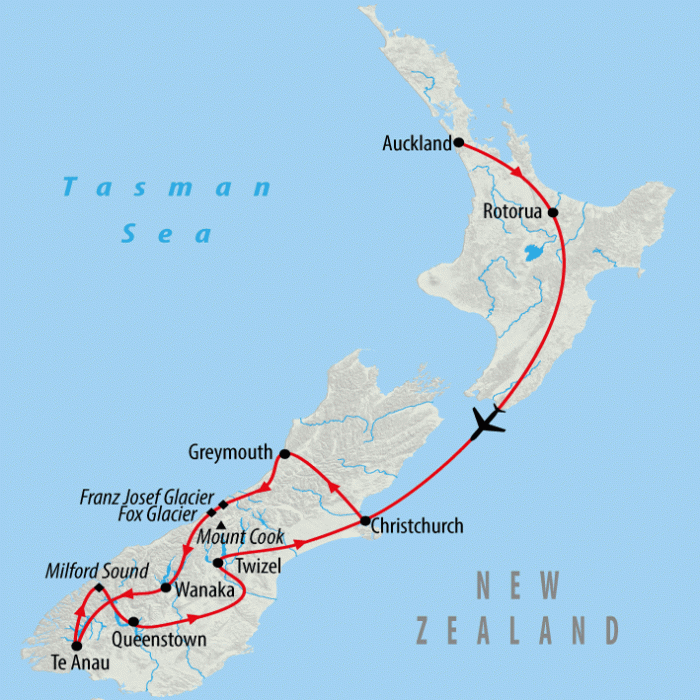 tourhub | On The Go Tours | South Island Explorer - 12 days | Tour Map