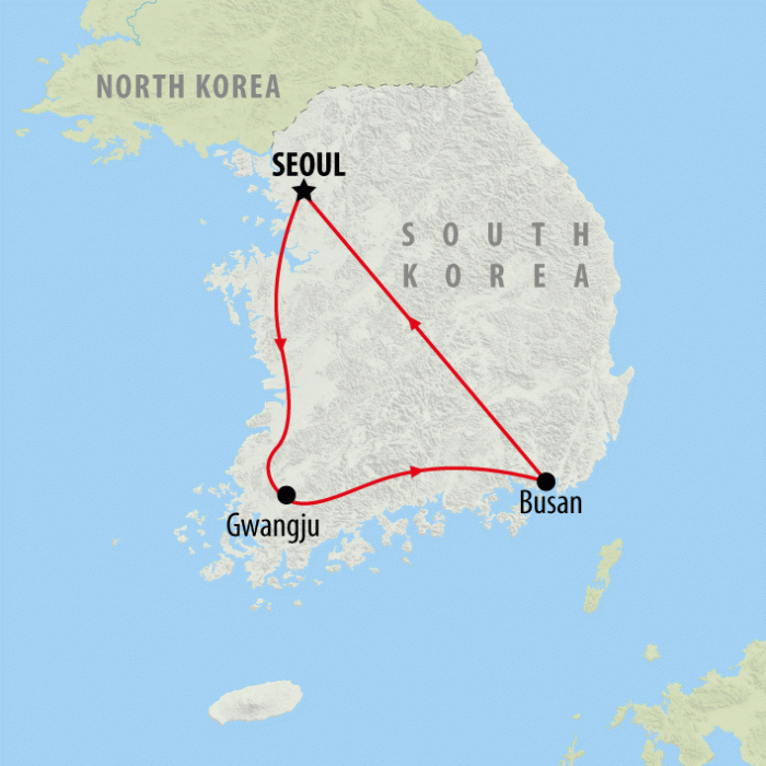 tourhub | On The Go Tours | South Korea, K-Pop & Kimchi - 9 days | Tour Map