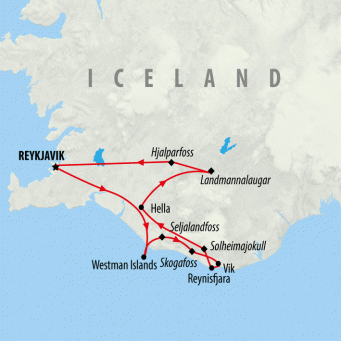 South Iceland Summer Express - 3 days map