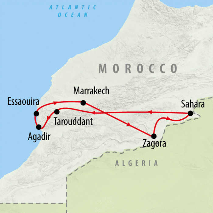 tourhub | On The Go Tours | Southern Morocco - 8 days | Tour Map