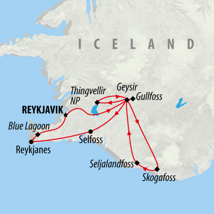 tourhub | On The Go Tours | Southwest Iceland Discovered - 7 days | Tour Map