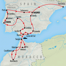 Spain, Portugal & Morocco Encompassed - 23 days Map
