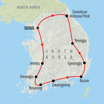 Spectacular South Korea - 12 days map