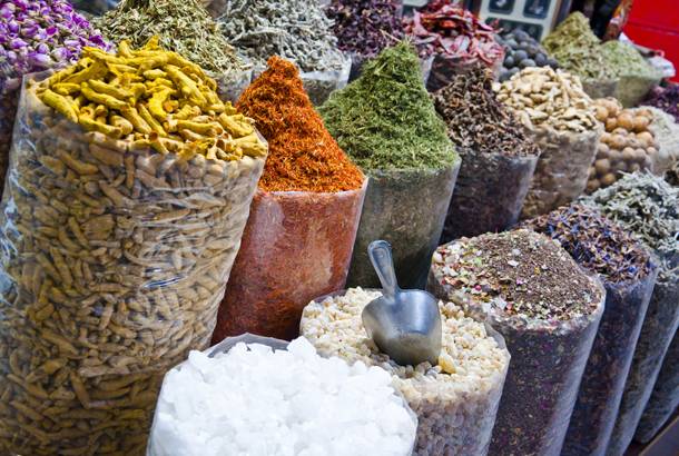 Spices on sale at a market in Dubai - On The Go Tours