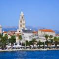 View of the main strip of Split, lined with palm trees along the waterfront