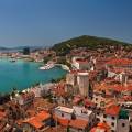 View of the main strip of Split, lined with palm trees along the waterfront