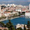 View of the main strip of Split, lined with palm trees along the waterfront