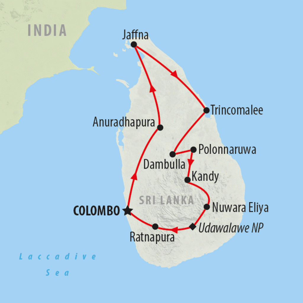 Sri Lanka Northeast Explorer - 12 Days map