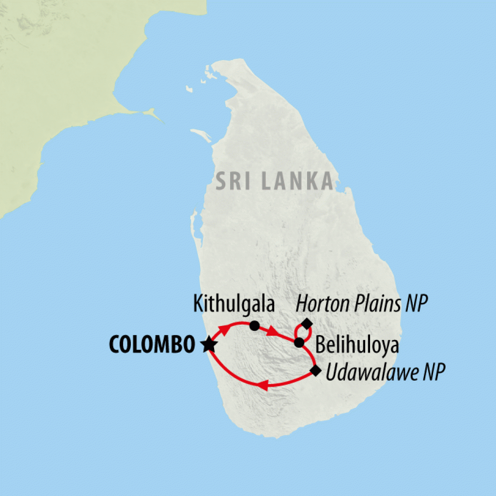 Sri Lanka Adventure for Teenagers - 9 days map