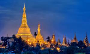 Stupas at night - Yangon - Burma
